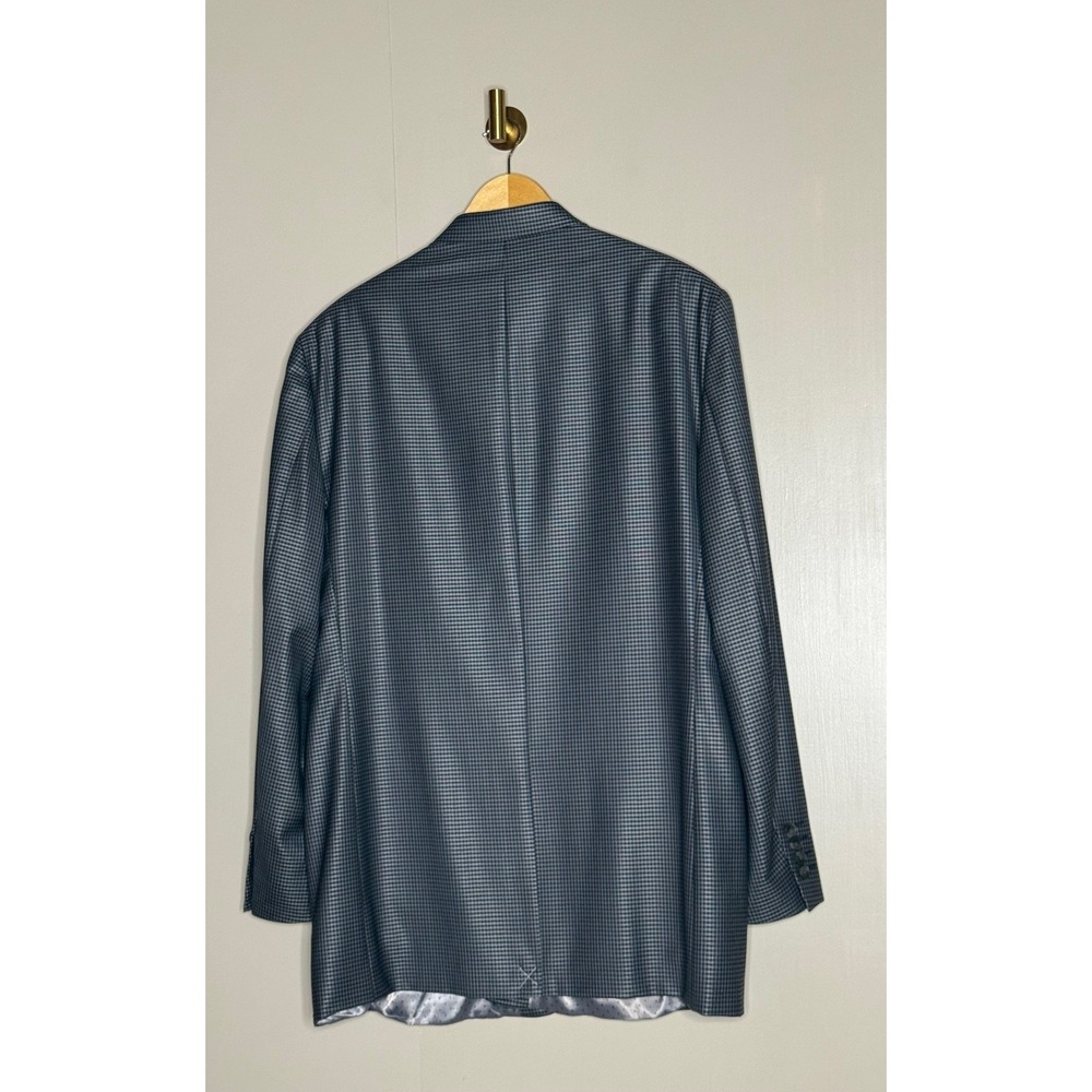 Turnbury Mens‎ 48L Wool Silk Blend Blazer Grey Micro Houndstooth Sport Coat 48 L - Picture 2 of 10